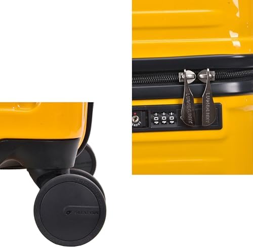 LUSHBERRY AXEL Luggage (29 INCH) Trunk Size Luggage Polycarbonate Hard Case Japan Hinomoto Double Wheels Anti Theft Travel Bags Suitcase International Lock Large Capacity Volume (Yellow)