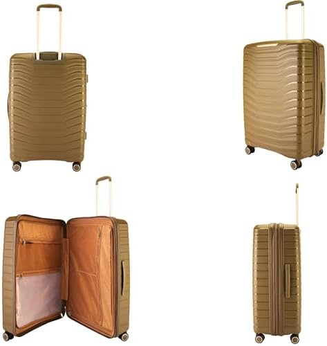 Pierre Cardin Unbreakable Luggage,Expandable Zipper,4 Spiner Whels, Set of 4 PCS (Champ)