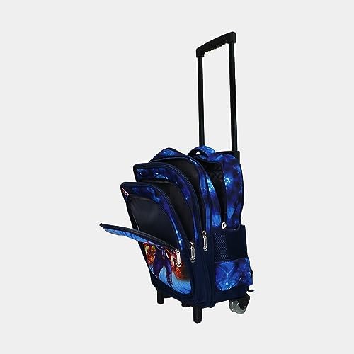 W WIRE'S School Rolling Backpack Set, All in One with Pencil Case, Lunch Bag, Trolley Bag for Boys & Girls, Black, 35x35x20 cm, 1.1 kg, Water Resistant, 4 Spinner Wheels, Adjustable Handle