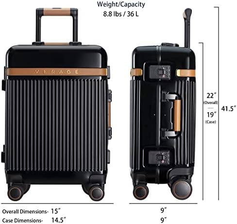 VERAGE Hardside Spinner Luggage, Black, Carry-On 20-Inch