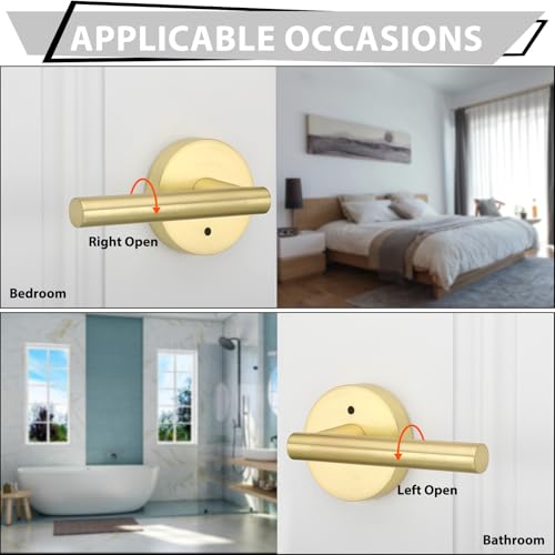 مقبض باب داخلي عالي التحمل من هايدمز جولد، مقبض ذراع باب الخصوصية، مقابض أبواب الحمامات الداخلية، مقبض باب غرفة النوم العصرية