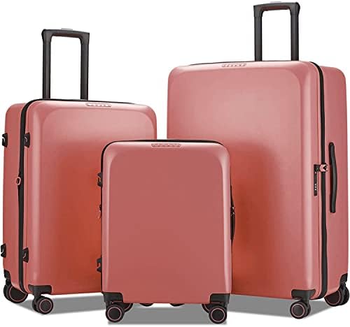 VERAGE Freeland Luggage with X-Large Spinner Wheels, Expandable Hardside Travel Luggage, Rolling Suitcase TSA Approved suitcase (Set of 3, Rose Gold)