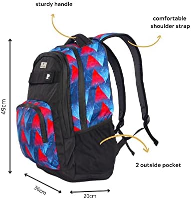 Pierre Cardin 2pcs Set Kids School Backpack with Pencil Case Dimensions: 47x34x15cm (PC23831- Black with Blue-Red Fiery Art)