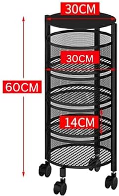 Prince horizone Multi-Layer Kitchen Storage Shelf, Rotatable Kitchen Fruit Vegetable Storage Basket, Storage Rack Floor Standing (White, 30x30x60 CM)