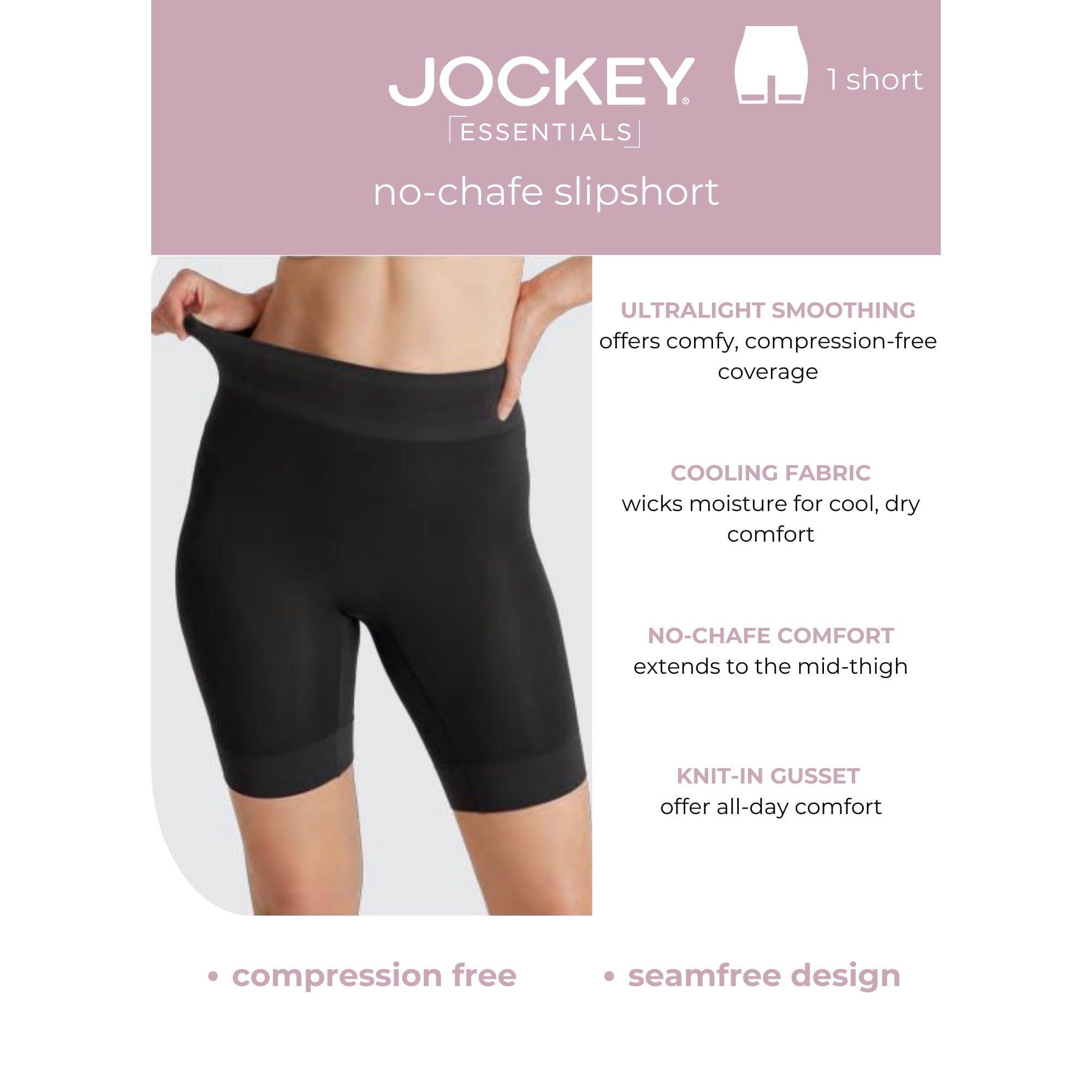 SIZE: XL - Jockey® Essentials Women S Ultralight Smoothing No-Chafe Slipshort Sizes Small