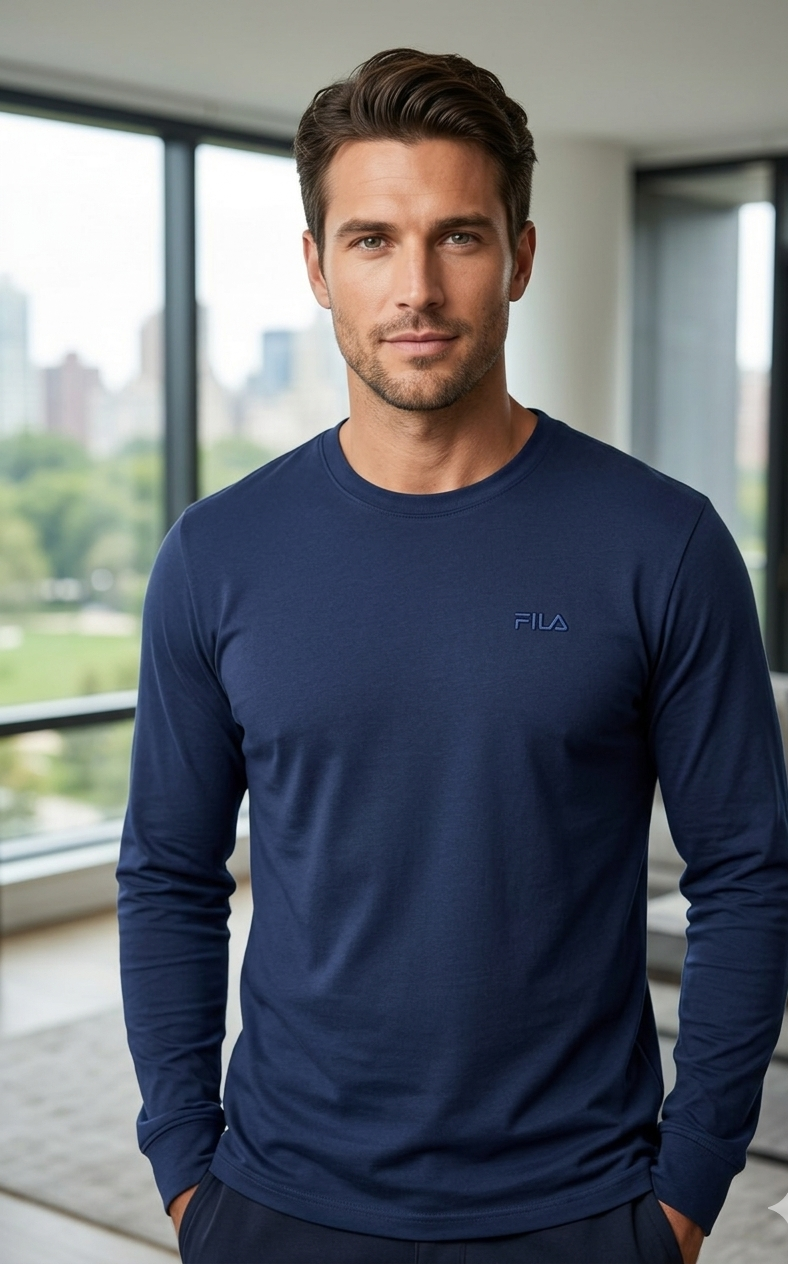 FILA LONG SLEEVE NAVY T-SHIRT FOR MEN (lm23d809-410)