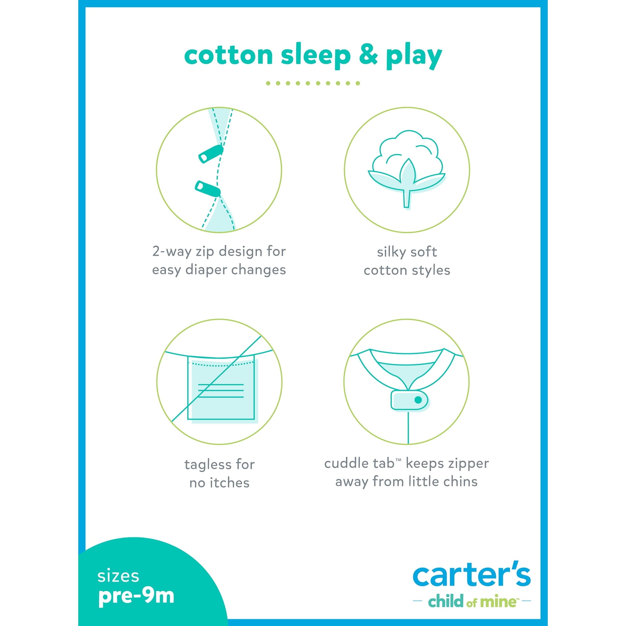 المقاس: 0-3 أشهر - طقم نوم ولعب للأطفال من كارترز تشايلد أوف ماين، قطعة واحدة، للجنسين