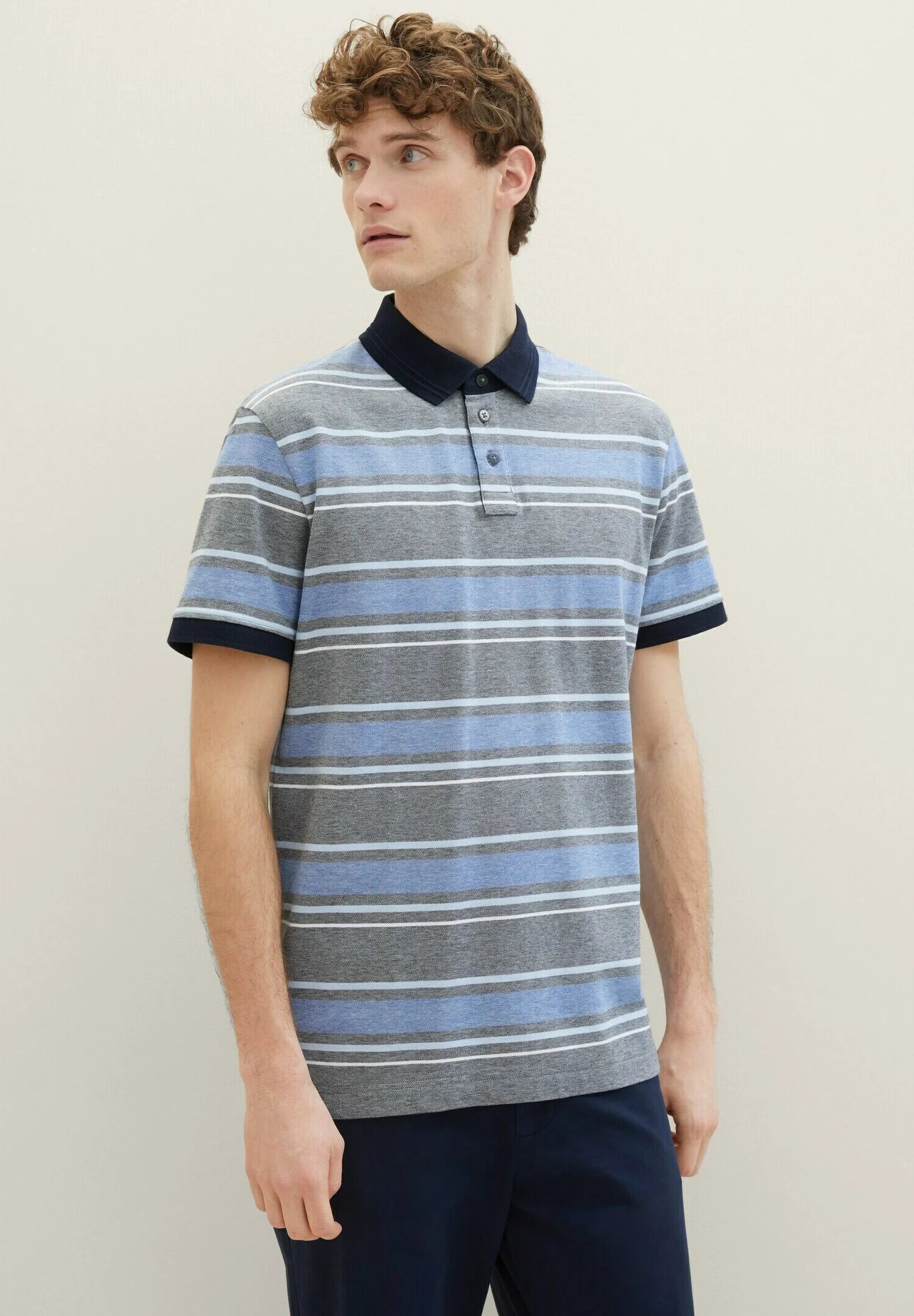 TOM TAILOR Polo Shirt - Sure Blue Multi Stripe