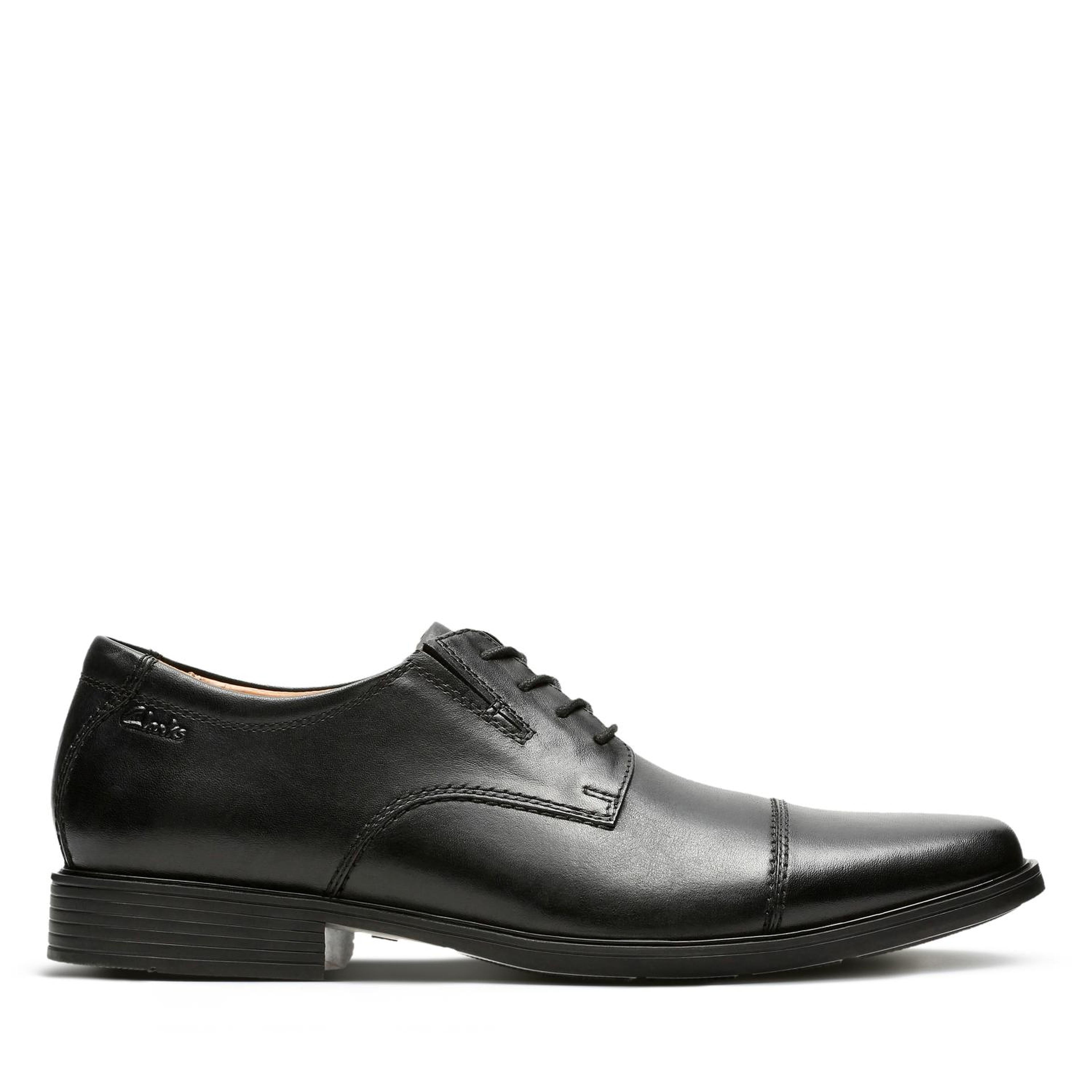 Clarks Cosgrove Cap Men’s Black Leather Derby Shoes – Classic Smart Dress Shoes with Lasting Comfort