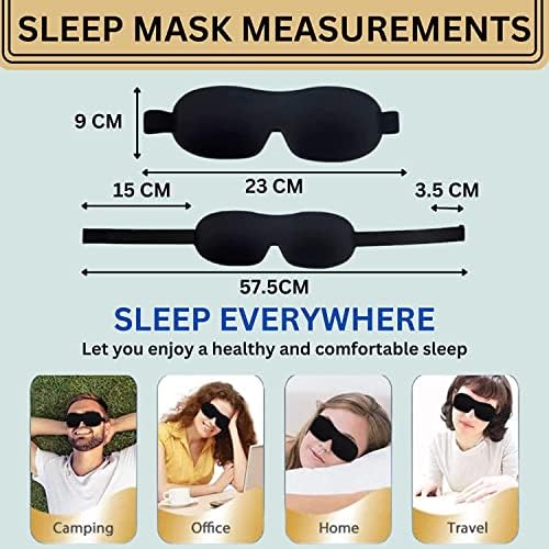 Sonada Ultra soft contoured eye mask With Ear Plug Unisex Very Light Weight And Block Out Lights, Night Sleep Mask Comfot Travl Eye Mask Adjustable Size