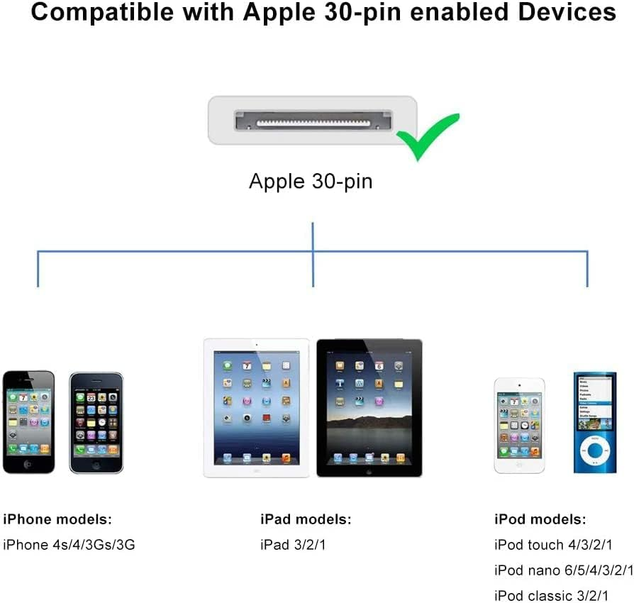 كابل شحن USB أبيض 30 سنًا - كابل مزامنة بيانات وشحن لأجهزة Apple