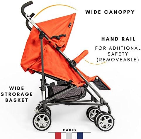 Pierre cardin Baby Stroller Ultra Compact Light Weight Travel Folding With 8 Smooth and Silent Wheels And Safety Bar (Red)