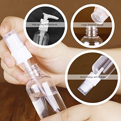 Sonada Travel Bottle Toiletries Set of 4 Empty Clear Plastic Bottles with Disc Top Flip Cap BPA-Free Containers With PVC Bag For Shampoo, Lotions, Liquid Body Soap, Creams, sanitiser (Set of 5)