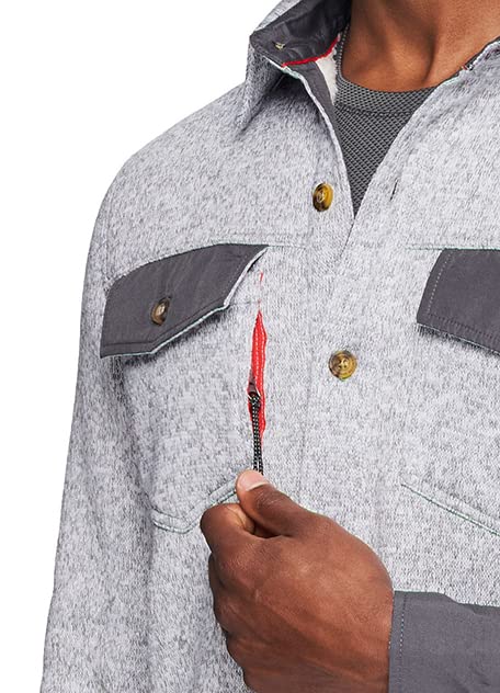 Avalanche Men’s Grey Combo Fleece Shirt Jacket – Sherpa Lined with Pockets
