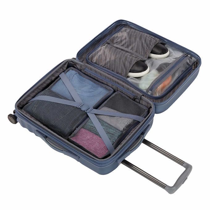 American Tourister Tranquil 3-piece Hardside Set (Blue). Size: 51 cm, 61 cm, 71 cm. - A