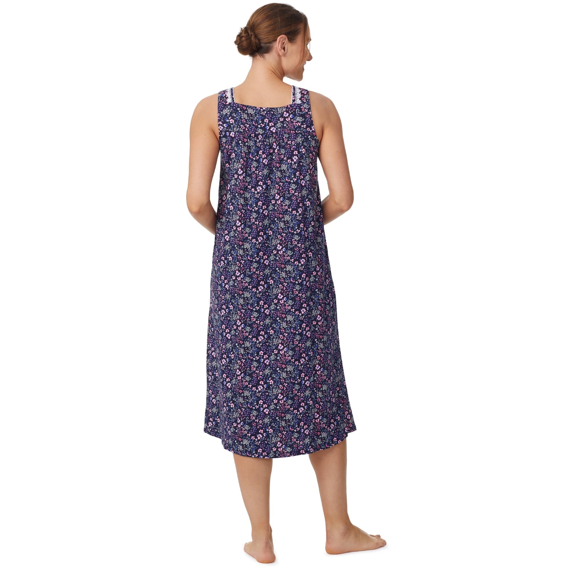 المقاس: 2XL (18W-20W) - قميص نوم نسائي طويل بدون أكمام من Aria مصنوع من القطن بنسبة 100%، مقاس 46 بوصة