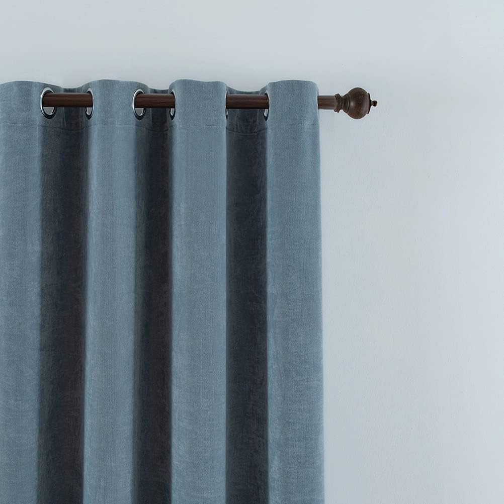 ستائر ELKCA المخملية مزدوجة الجوانب لغرفة المعيشة، رمادية، عرض 132.08 سم × 213.36 سم، لوحتان