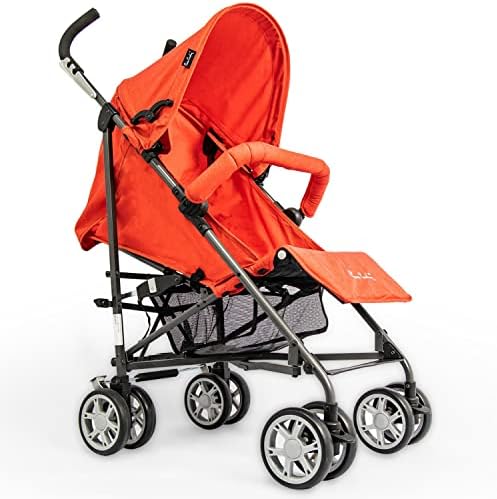 Pierre cardin Baby Stroller Ultra Compact Light Weight Travel Folding With 8 Smooth and Silent Wheels And Safety Bar (Red)