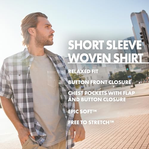 SIZE: L - Sierra Designs Men's Short Sleeve Classic Woven Shirt, Olivine, Large