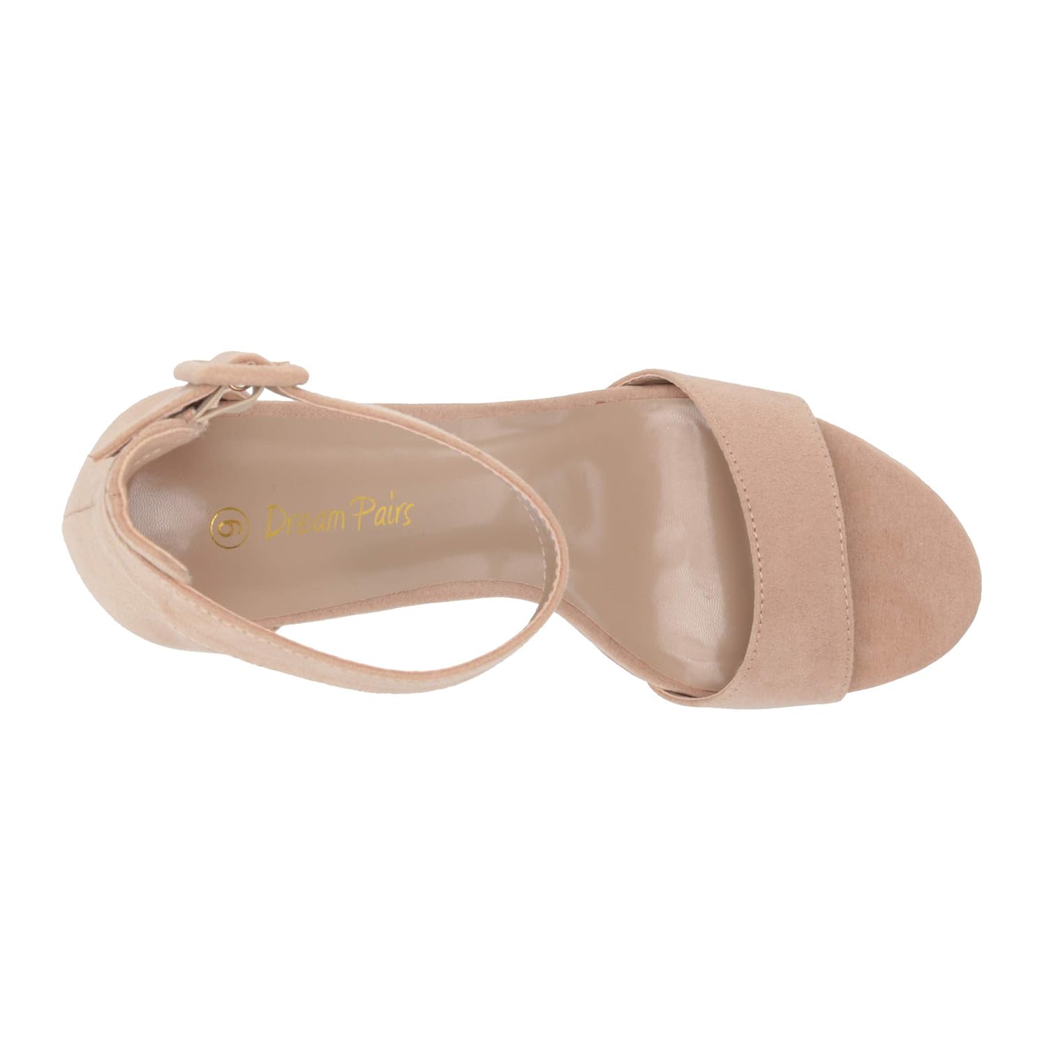 المقاس: 38 - صندل نسائي بكعب عالٍ ونعل سميك من DREAM PAIRS، من الجلد السويدي البيج