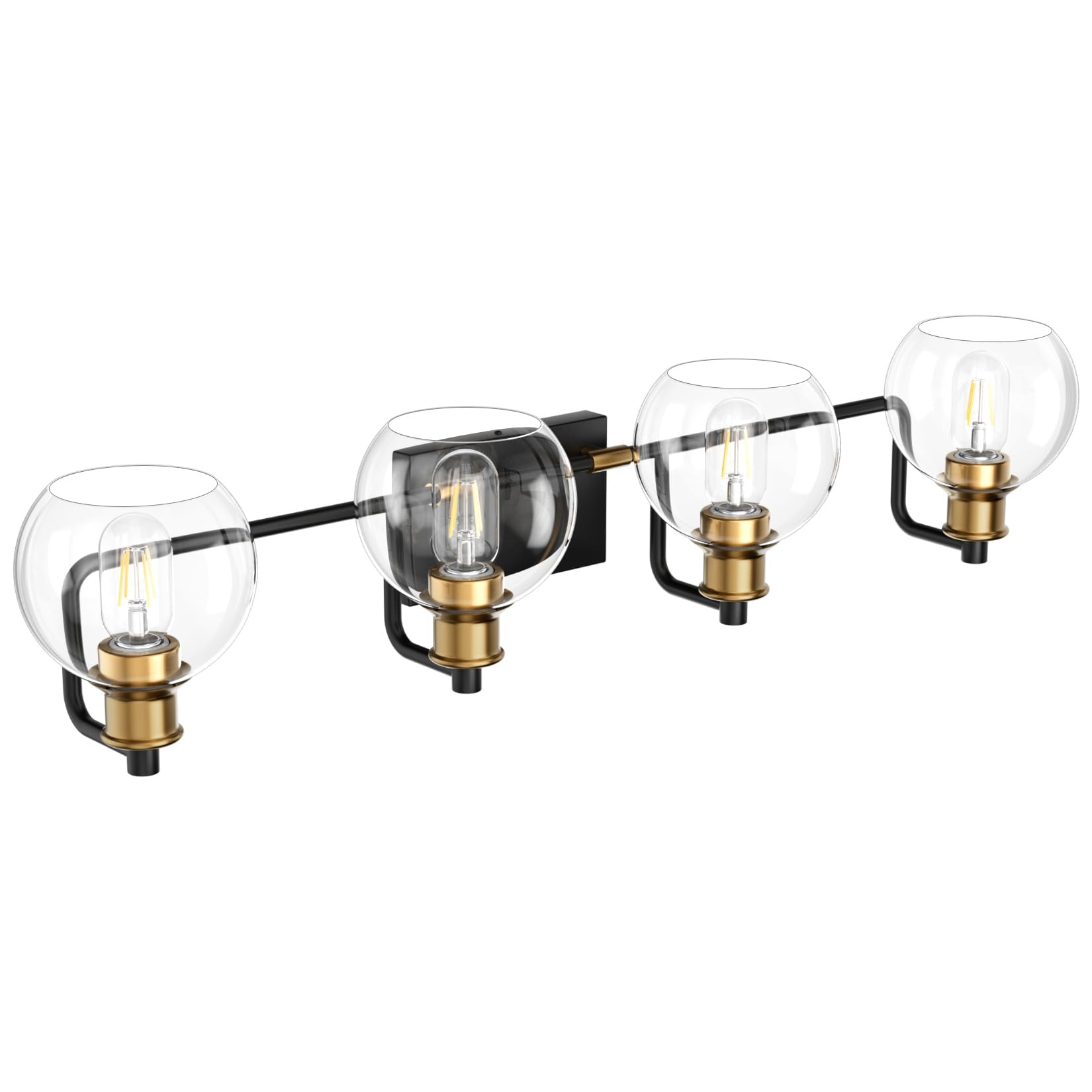 Tipace Industrial Bathroom Vanity Lighting Fixtures 4-Lights Vintage Black & Gold