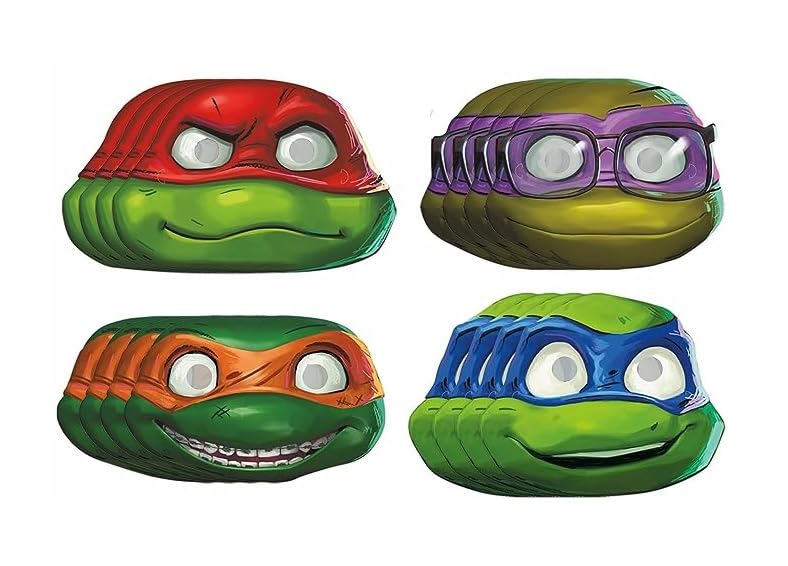 مجموعة هدايا حفلات عيد ميلاد فريدة من نوعها من سلاحف النينجا المتحولة المراهقة TMNT تتضمن 8 زخارف للحفلات و8 أقنعة ورقية - LU