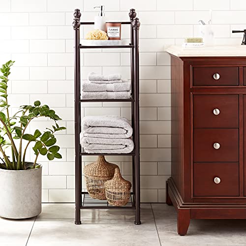 Organize It All 4 Tier Belgium Shelf Tower, Space Saver, Bathroom Organizer