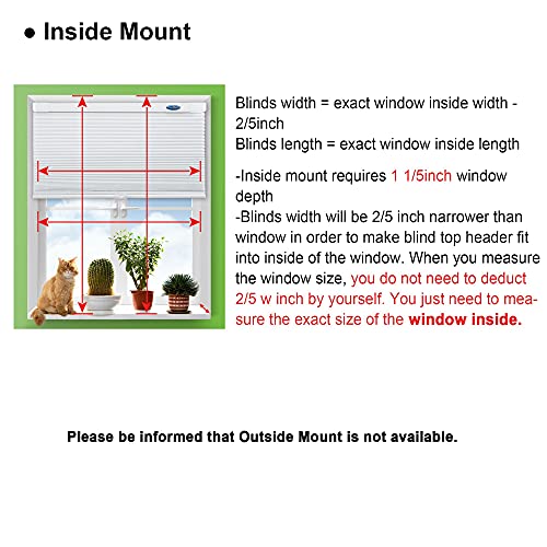 LazBlinds Cordless Cellular Shades, No Tools No Drill Blackout Honeycomb Shades Pleated Blinds for Windows, 25" W x 64" H, Midnight Black