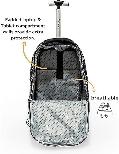 WIRES Trolley School Bag 3 PCS set All in One 2 BIG WHEEL Rolling Bag Incloude Pencil case and Lunch bag, Laptop Compartment, Anti theft Zipper (W24345)