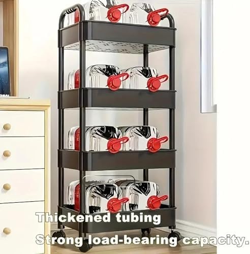Prince horizon 3Tier Rolling Cart, Storage Craft Art Cart Trolley Organizer Serving Cart Easy Assembly for Office, Bathroom, Kitchen, Kids' Room, Classroom (Black, 41x29x107 CM)