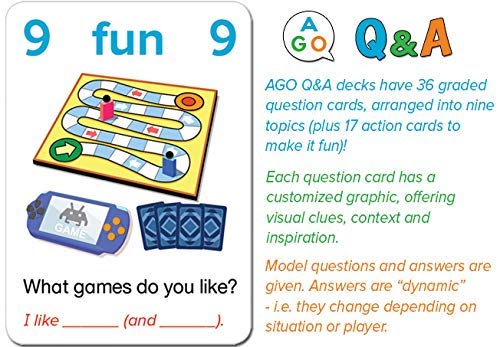 AGO QnA ESL Card Game for Learning English. 3 Level Box Set. Practice English Conversation Through Play!