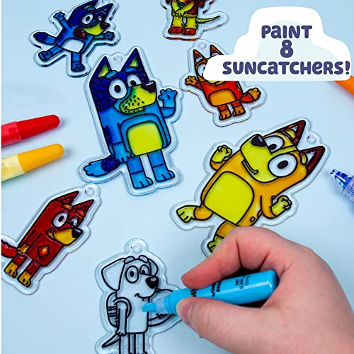 Bluey Window Art Suncatchers Kit for Kids to Paint, Great at-Home Craft Activity or Birthday Party Idea, Toys for Ages 3, 4, 5, 6