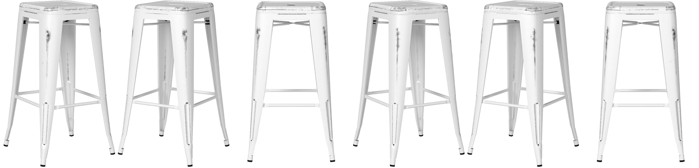 Flash Furniture Kai Commercial Grade 30" High Backless Distressed White Metal Indoor-Outdoor Barstool