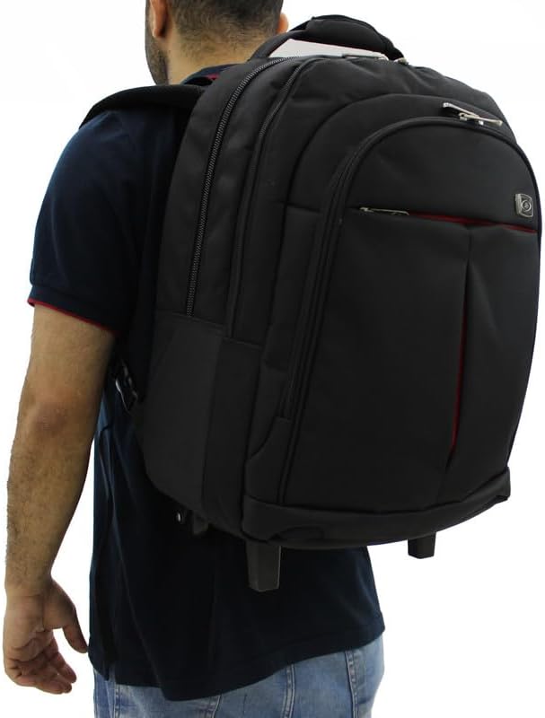 LuckySky Trolley Backpack Rolling Laptop Bag for Business and office, Laptop compartment