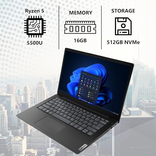 لينوفو V14 الجيل الرابع 14 بوصة FHD AMD Ryzen 5 5500U (Beats Intel i5-1235U)، 16 جيجابايت رام، 512 جيجابايت