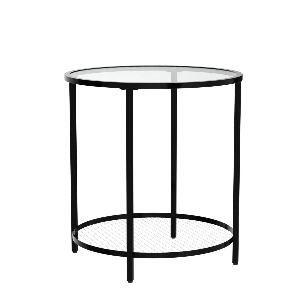 CADANI End Table, Glass Side Table with Open Storage