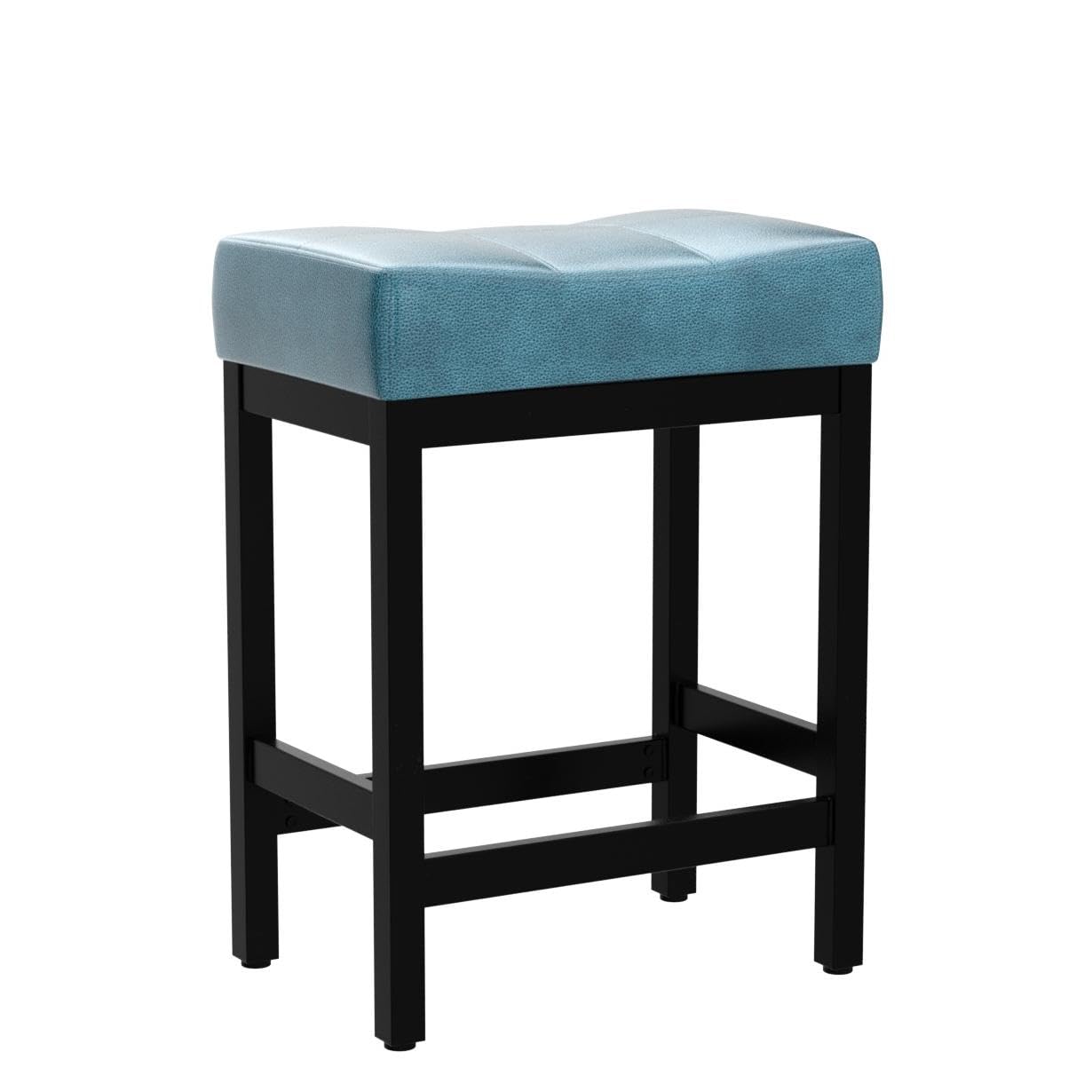 KATDANS Bar Stools Set of 2, 60 cm Counter Height Saddle Bar Stools, Green