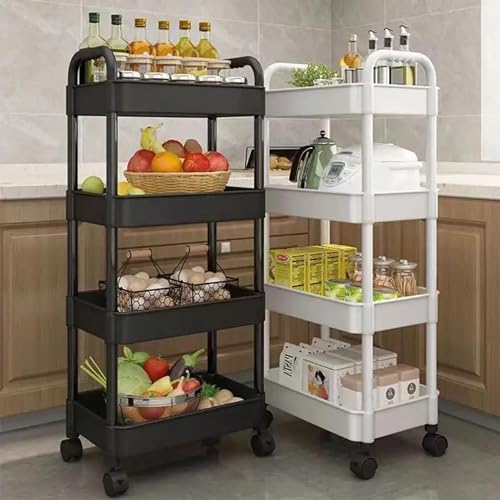 Prince horizon 3Tier Rolling Cart, Storage Craft Art Cart Trolley Organizer Serving Cart Easy Assembly for Office, Bathroom, Kitchen, Kids' Room, Classroom (Black, 41x29x107 CM)