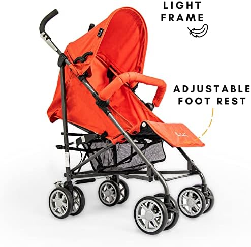 Pierre cardin Baby Stroller Ultra Compact Light Weight Travel Folding With 8 Smooth and Silent Wheels And Safety Bar (Red)
