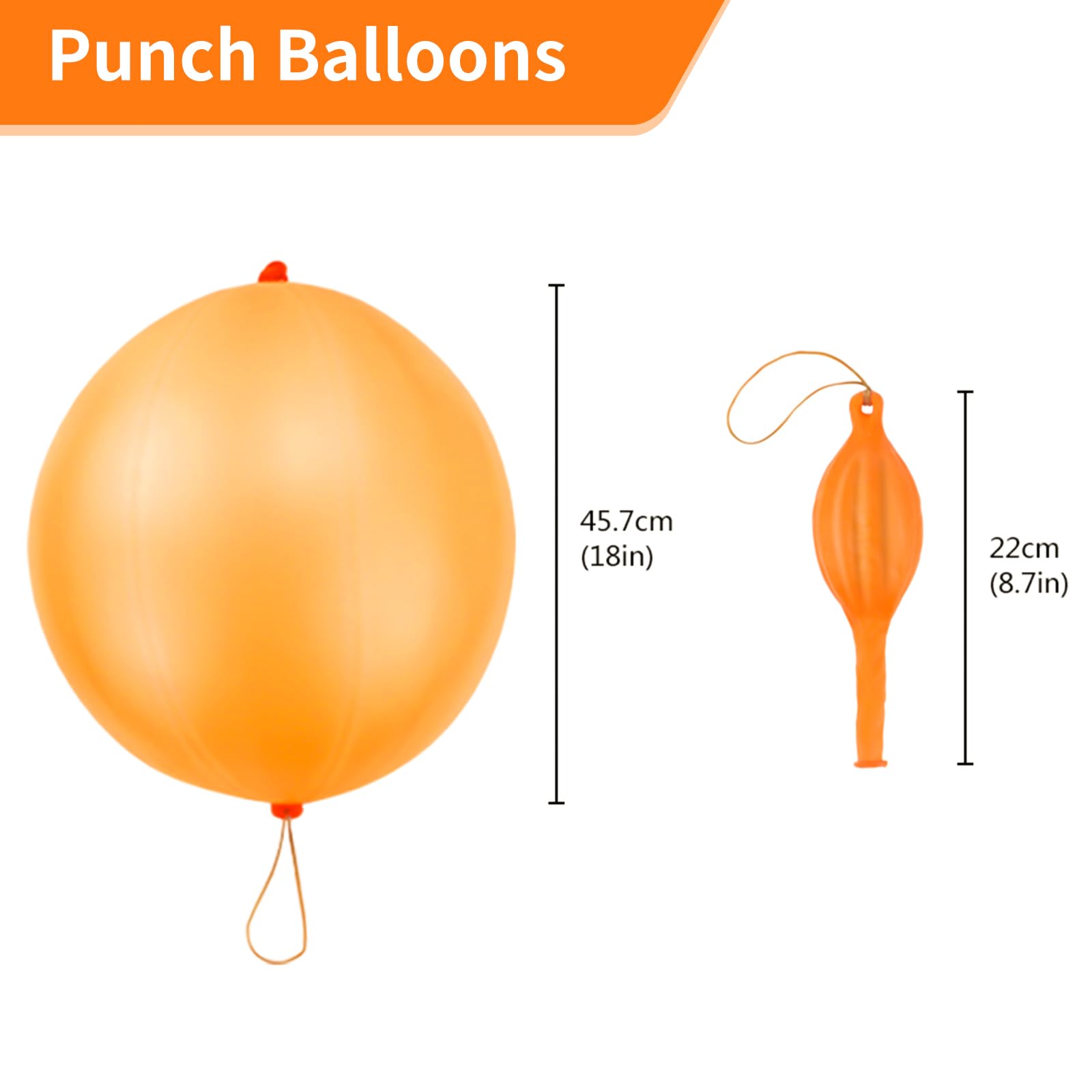 RUBFAC 75pcs Punch Balloons Punching Balloon Heavy Duty Party Favors For Kids, Bounce Balloons with Rubber Band Handle for Birthday Party