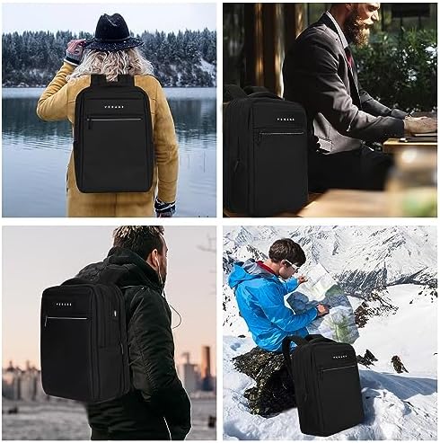 VERAGE 16 Inch Laptop Backpack Travel Anti Theft Durable Laptops Backpack with USB Charging Port,Water Resistant Business Bag for Women & Men, Black, One Size, Business Travel Work Laptop Backpack