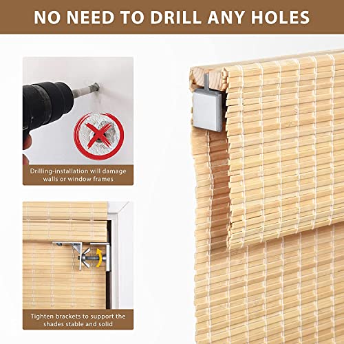 ستائر رومانية لاسلكية من الخيزران من LazBlinds بدون أدوات أو حفر