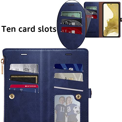 SUANPOT for iPhone 14 Wallet case, Blue