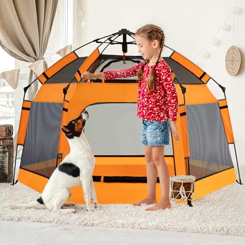 CELETOY Baby Pop Up Playpen with Canopy, Baby Pop Up Tent with Safety Lock