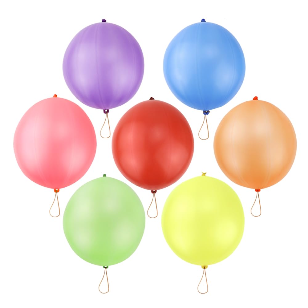 RUBFAC 75pcs Punch Balloons Punching Balloon Heavy Duty Party Favors For Kids, Bounce Balloons with Rubber Band Handle for Birthday Party