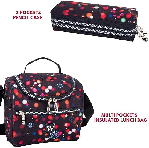 WIRES Trolley School Bag 3 PCS set All in One 2 BIG WHEEL Rolling Bag Incloude Pencil case and Lunch bag, Laptop Compartment, Anti theft Zipper (W24345)