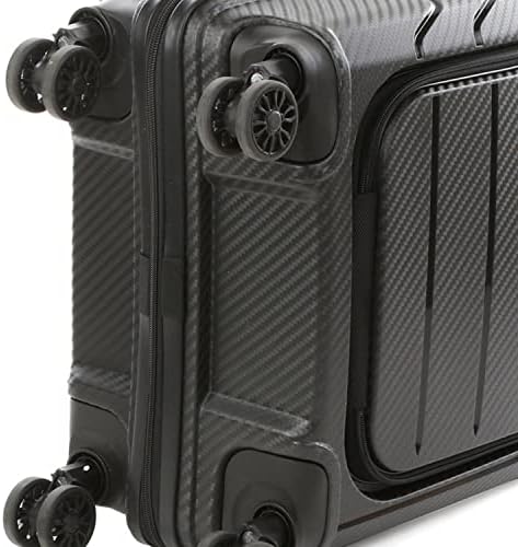 Pierre cardin 20 Inch laptop trolley bag Strong shell Front Pocket with Laptop Compartment rolling laptop bag for business and Travel (Grey)