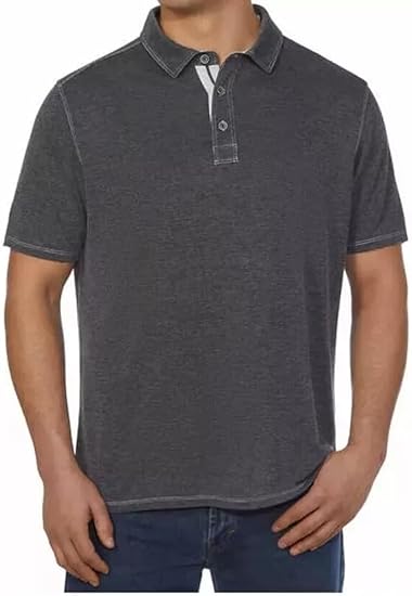 Size: M KIRKLAND Signature Men's Performance Polo Shirt (US, Alpha, Large, Regular, Regular, Grey)
