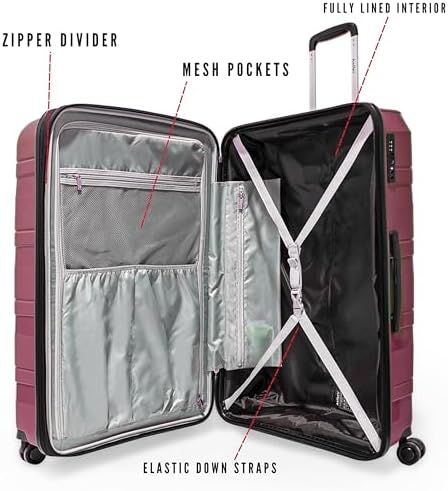 ANTLER Unbreakable Luggage NOVA TSA Approved Suitcase for travel, Expandable Anti Theft Double Zipper, FROM UK (Set of 4, Rose Gold)