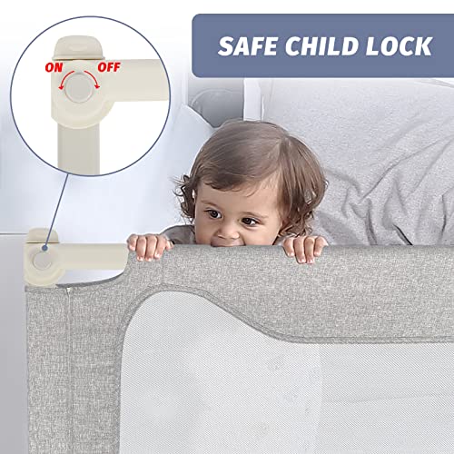 FAMILL Toddler Bed Rails, Upgraded Bed Rail for Toddlers (Grey, 210 cm, 1 Side)